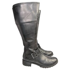 Timberland Bethal Buckle Black leather Knee High Boots Womens 7